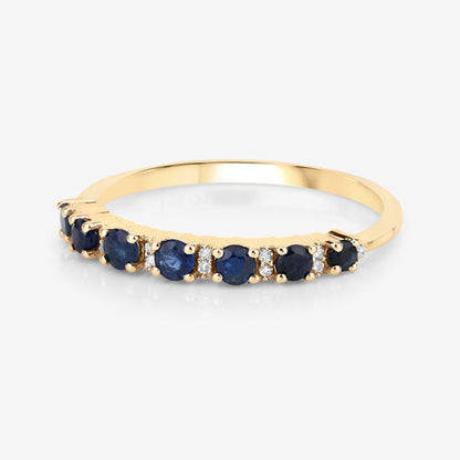 0.43 Carat Genuine Blue Sapphire and White Diamond 14K Yellow Gold Ring by Bids.com