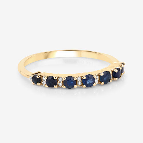 0.43 Carat Genuine Blue Sapphire and White Diamond 14K Yellow Gold Ring by Bids.com