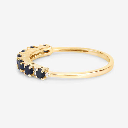 0.43 Carat Genuine Blue Sapphire and White Diamond 14K Yellow Gold Ring by Bids.com