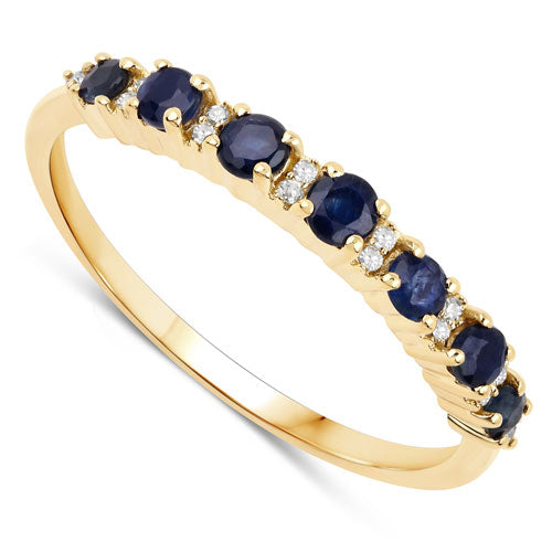 0.43 Carat Genuine Blue Sapphire and White Diamond 14K Yellow Gold Ring by Bids.com
