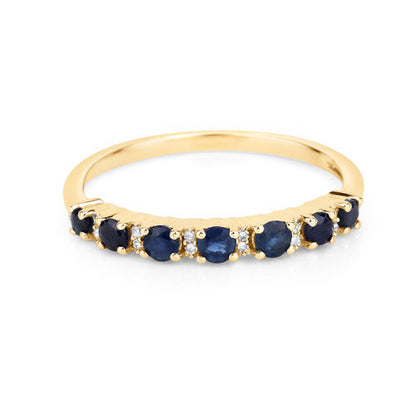 0.43 Carat Genuine Blue Sapphire and White Diamond 14K Yellow Gold Ring by Bids.com