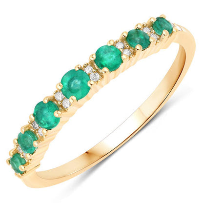0.41 Carat Genuine Zambian Emerald and White Diamond 14K Yellow Gold Ring by Bids.com