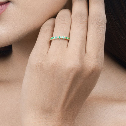 0.41 Carat Genuine Zambian Emerald and White Diamond 14K Yellow Gold Ring by Bids.com