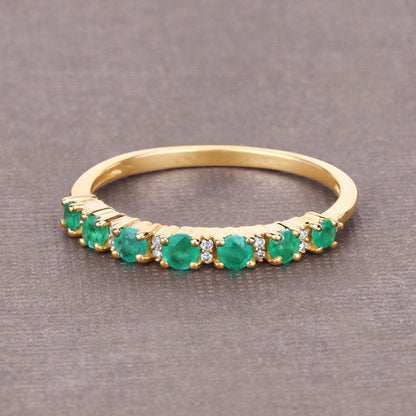0.41 Carat Genuine Zambian Emerald and White Diamond 14K Yellow Gold Ring by Bids.com
