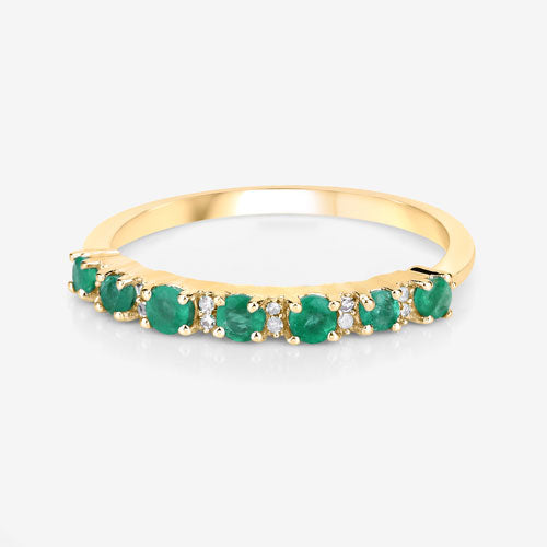 0.41 Carat Genuine Zambian Emerald and White Diamond 14K Yellow Gold Ring by Bids.com