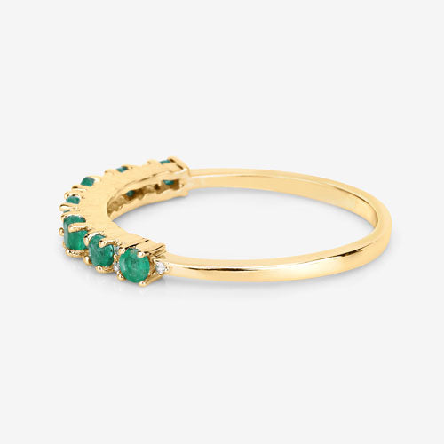 0.41 Carat Genuine Zambian Emerald and White Diamond 14K Yellow Gold Ring by Bids.com