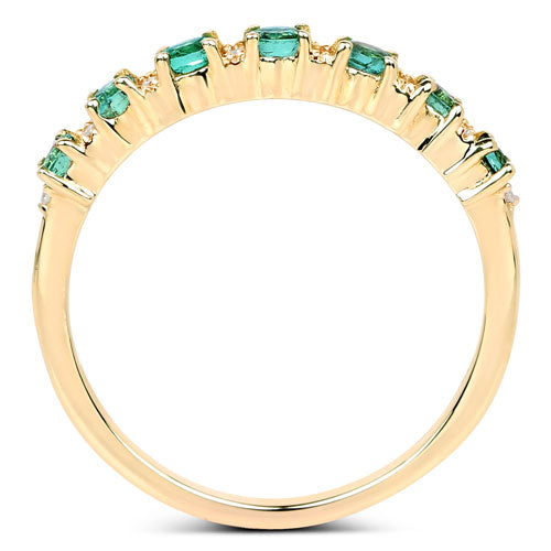 0.41 Carat Genuine Zambian Emerald and White Diamond 14K Yellow Gold Ring by Bids.com