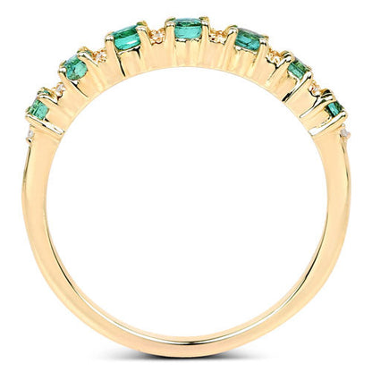 0.41 Carat Genuine Zambian Emerald and White Diamond 14K Yellow Gold Ring by Bids.com