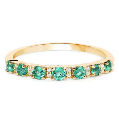 0.41 Carat Genuine Zambian Emerald and White Diamond 14K Yellow Gold Ring by Bids.com