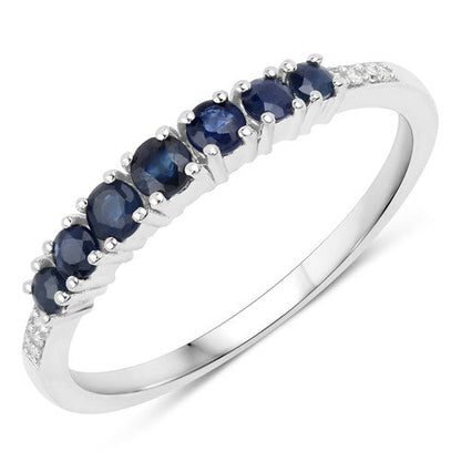 0.45 Carat Genuine Blue Sapphire and White Diamond 14K White Gold Ring by Bids.com