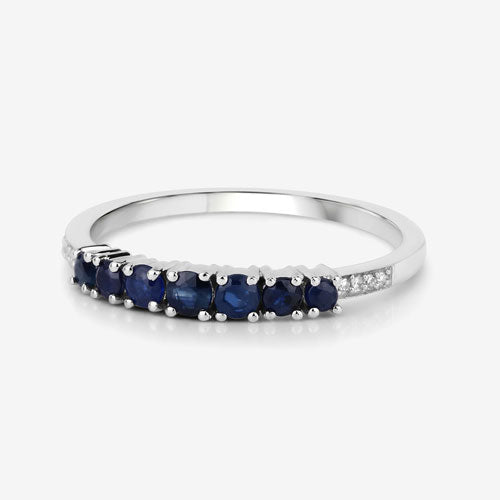 0.45 Carat Genuine Blue Sapphire and White Diamond 14K White Gold Ring by Bids.com