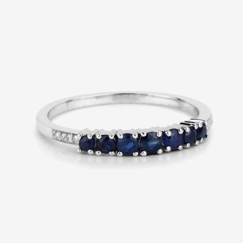 0.45 Carat Genuine Blue Sapphire and White Diamond 14K White Gold Ring by Bids.com