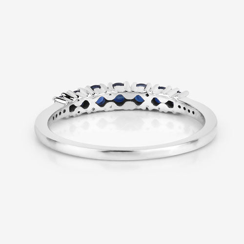 0.45 Carat Genuine Blue Sapphire and White Diamond 14K White Gold Ring by Bids.com