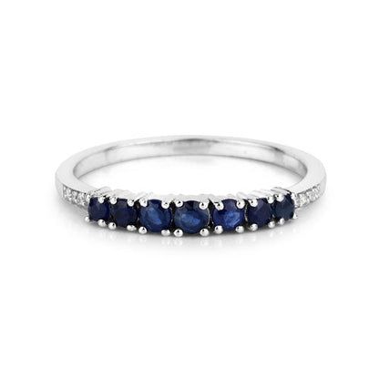 0.45 Carat Genuine Blue Sapphire and White Diamond 14K White Gold Ring by Bids.com