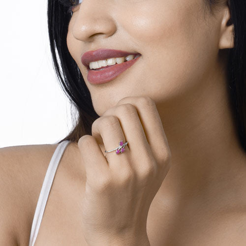 0.68 Carat Genuine Ruby and White Diamond 14K White Gold Ring by Bids.com