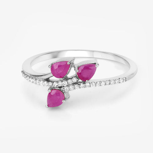 0.68 Carat Genuine Ruby and White Diamond 14K White Gold Ring by Bids.com
