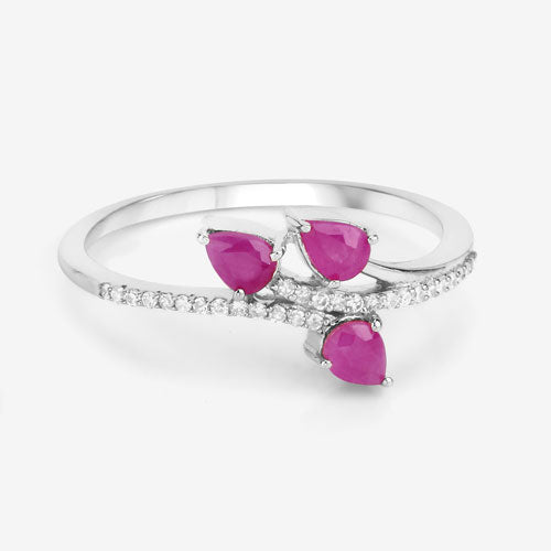 0.68 Carat Genuine Ruby and White Diamond 14K White Gold Ring by Bids.com