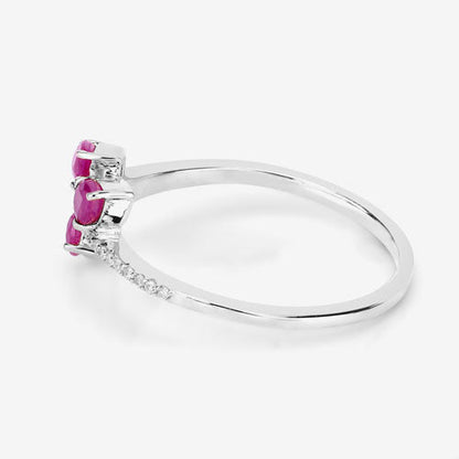 0.68 Carat Genuine Ruby and White Diamond 14K White Gold Ring by Bids.com