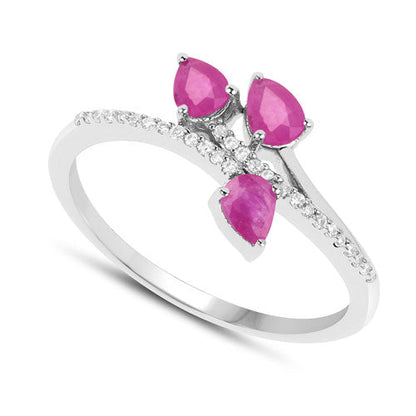 0.68 Carat Genuine Ruby and White Diamond 14K White Gold Ring by Bids.com