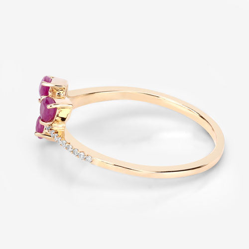0.68 Carat Genuine Ruby and White Diamond 14K Yellow Gold Ring  DestGlow