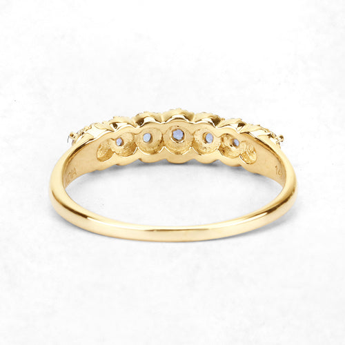 0.51 Carat Genuine Tanzanite and White Diamond 14K Yellow Gold Ring  DestGlow