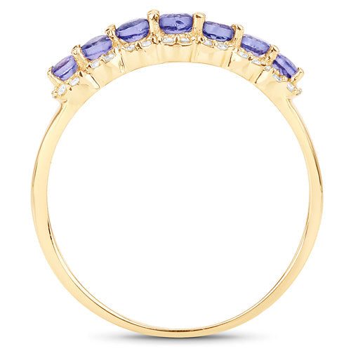 0.51 Carat Genuine Tanzanite and White Diamond 14K Yellow Gold Ring  DestGlow