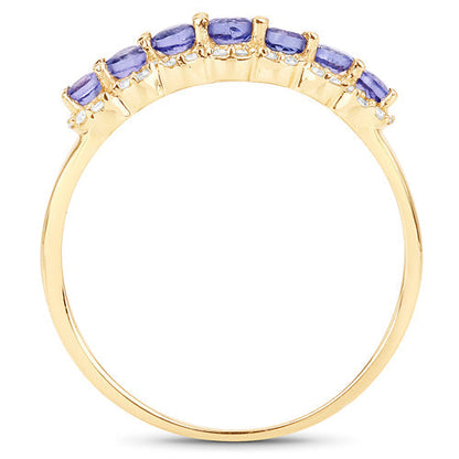 0.51 Carat Genuine Tanzanite and White Diamond 14K Yellow Gold Ring  DestGlow