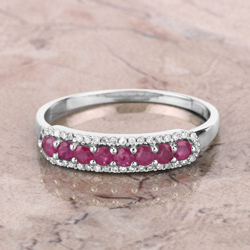 0.47 Carat Genuine Ruby and White Diamond 14K White Gold Ring by Bids.com