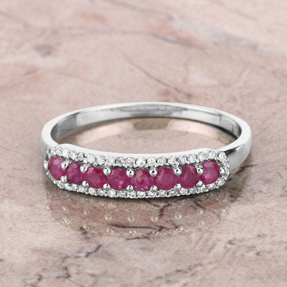 0.47 Carat Genuine Ruby and White Diamond 14K White Gold Ring by Bids.com