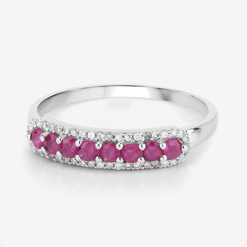 0.47 Carat Genuine Ruby and White Diamond 14K White Gold Ring by Bids.com