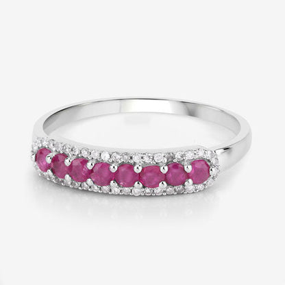 0.47 Carat Genuine Ruby and White Diamond 14K White Gold Ring by Bids.com