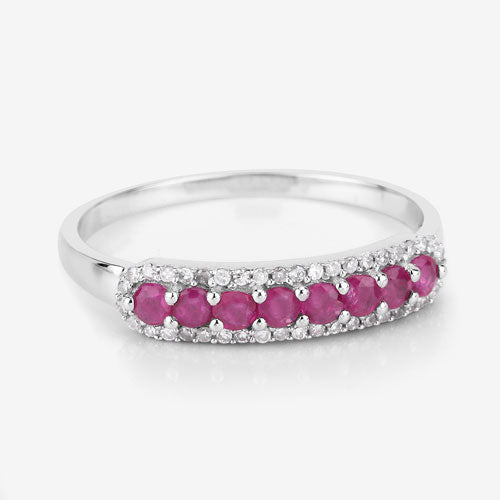 0.47 Carat Genuine Ruby and White Diamond 14K White Gold Ring by Bids.com