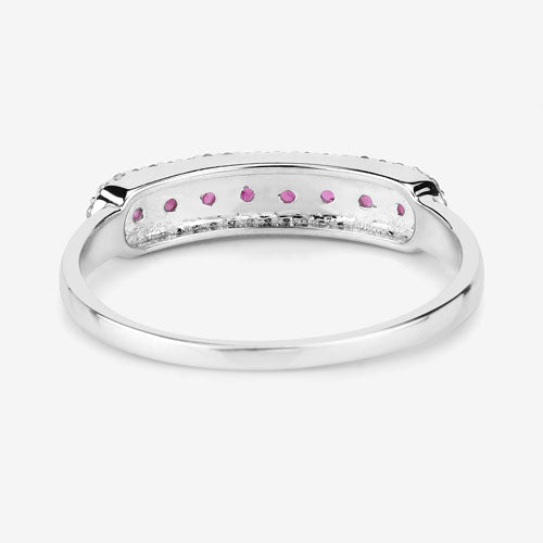 0.47 Carat Genuine Ruby and White Diamond 14K White Gold Ring by Bids.com
