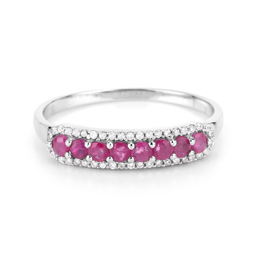 0.47 Carat Genuine Ruby and White Diamond 14K White Gold Ring by Bids.com