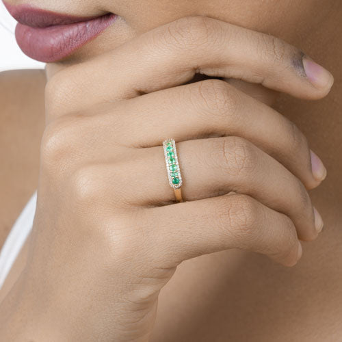 0.35 Carat Genuine Zambian Emerald and White Diamond 14K Yellow Gold Ring by Bids.com