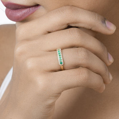 0.35 Carat Genuine Zambian Emerald and White Diamond 14K Yellow Gold Ring by Bids.com