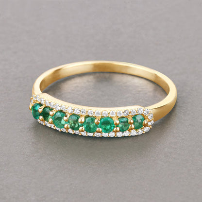 0.35 Carat Genuine Zambian Emerald and White Diamond 14K Yellow Gold Ring by Bids.com