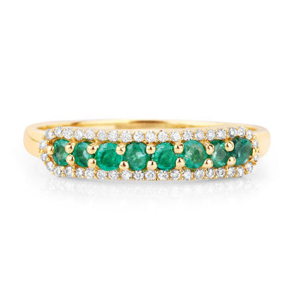 0.35 Carat Genuine Zambian Emerald and White Diamond 14K Yellow Gold Ring by Bids.com