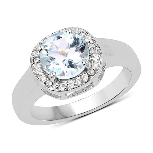 2.37 Carat Genuine Blue Topaz and White Topaz .925 Sterling Silver Ring by Bids.com