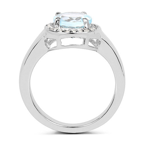 2.37 Carat Genuine Blue Topaz and White Topaz .925 Sterling Silver Ring by Bids.com