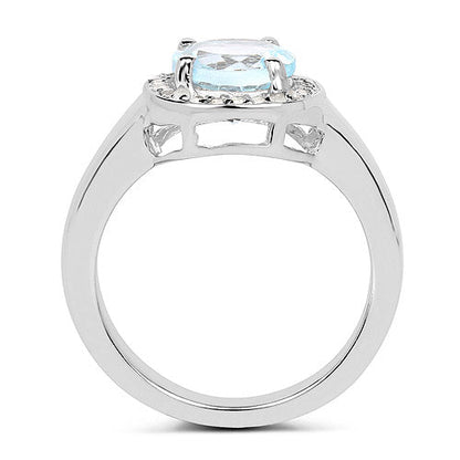2.37 Carat Genuine Blue Topaz and White Topaz .925 Sterling Silver Ring by Bids.com
