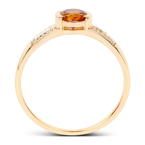 0.51 Carat Genuine Citrine and White Diamond 14K Yellow Gold Ring by Bids.com