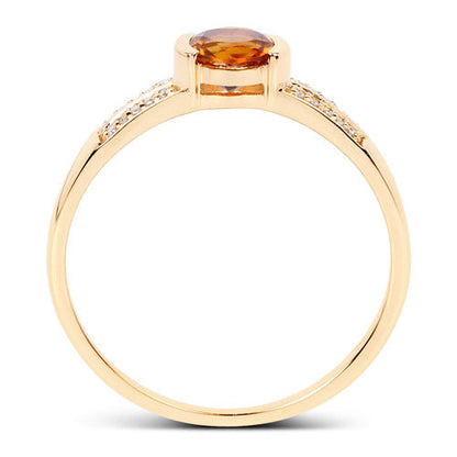 0.51 Carat Genuine Citrine and White Diamond 14K Yellow Gold Ring by Bids.com