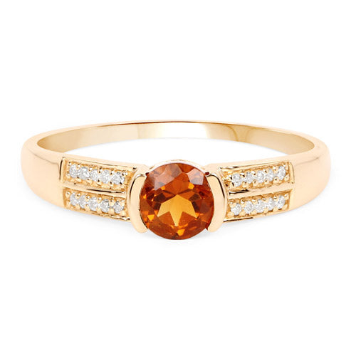 0.51 Carat Genuine Citrine and White Diamond 14K Yellow Gold Ring by Bids.com