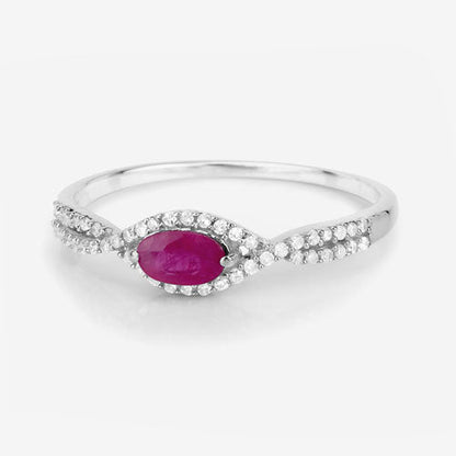 0.40 Carat Genuine Ruby and White Diamond 14K White Gold Ring by Bids.com