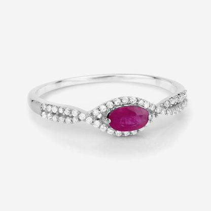 0.40 Carat Genuine Ruby and White Diamond 14K White Gold Ring by Bids.com