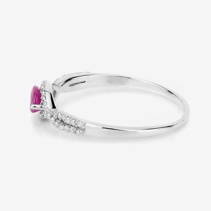 0.40 Carat Genuine Ruby and White Diamond 14K White Gold Ring by Bids.com