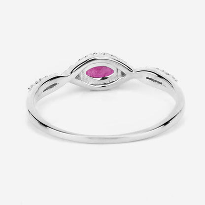 0.40 Carat Genuine Ruby and White Diamond 14K White Gold Ring by Bids.com