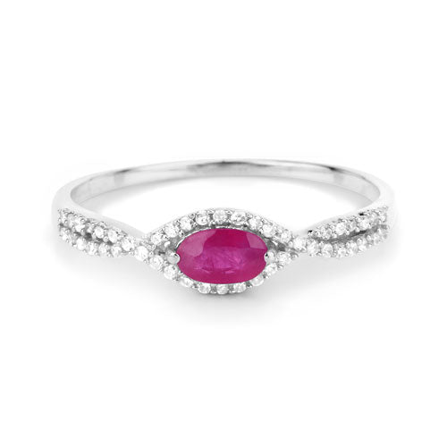 0.40 Carat Genuine Ruby and White Diamond 14K White Gold Ring by Bids.com