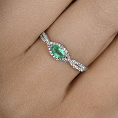 0.32 Carat Genuine Zambian Emerald and White Diamond 14K White Gold Ring by Bids.com